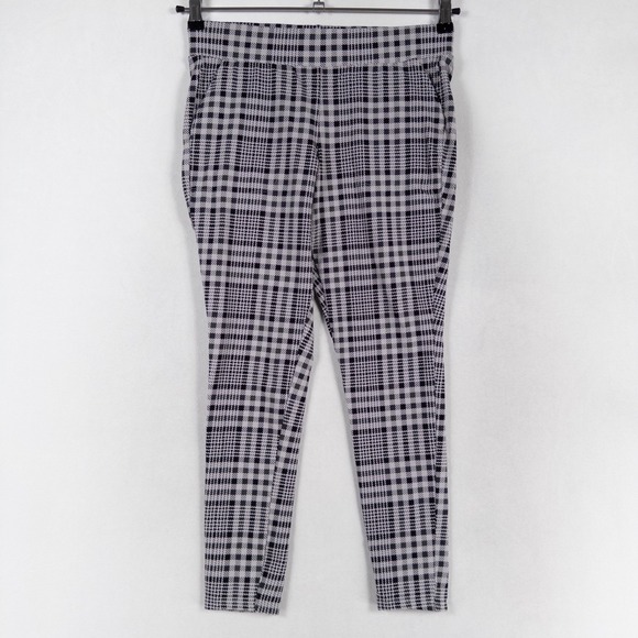 Torrid Leggings Womens 0 US Large Gray Black Plaid Cotton Stretch Knit Pull On - Picture 1 of 9